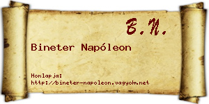 Bineter Napóleon névjegykártya
